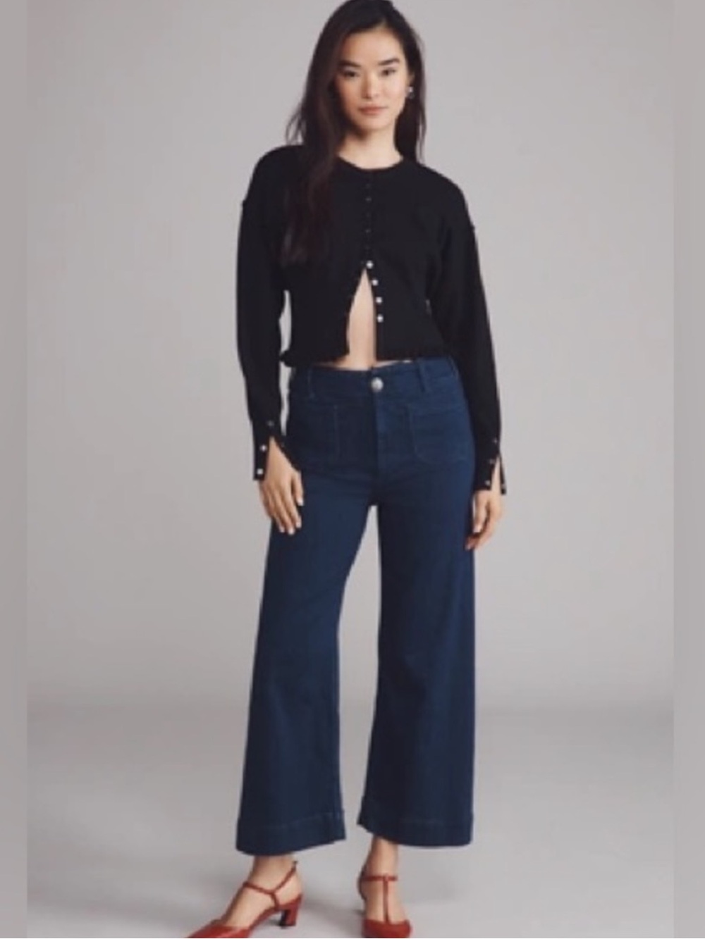 Maeve Colette High-Rise Wide-Leg Cropped Jean